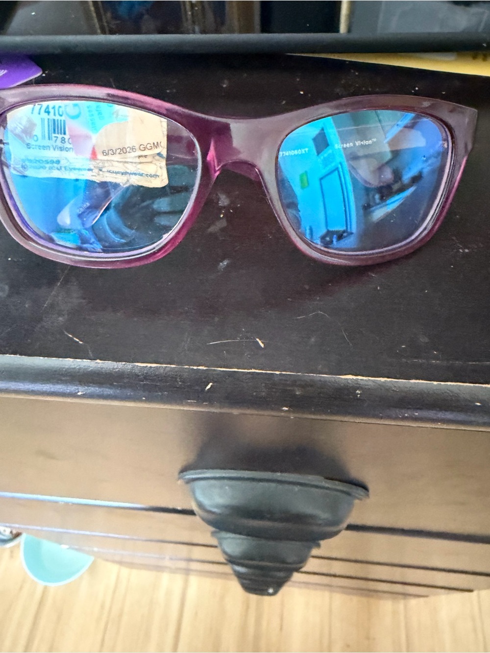 Purple Kid's Rectangle Eyeglasses with Light Blue Lenses
